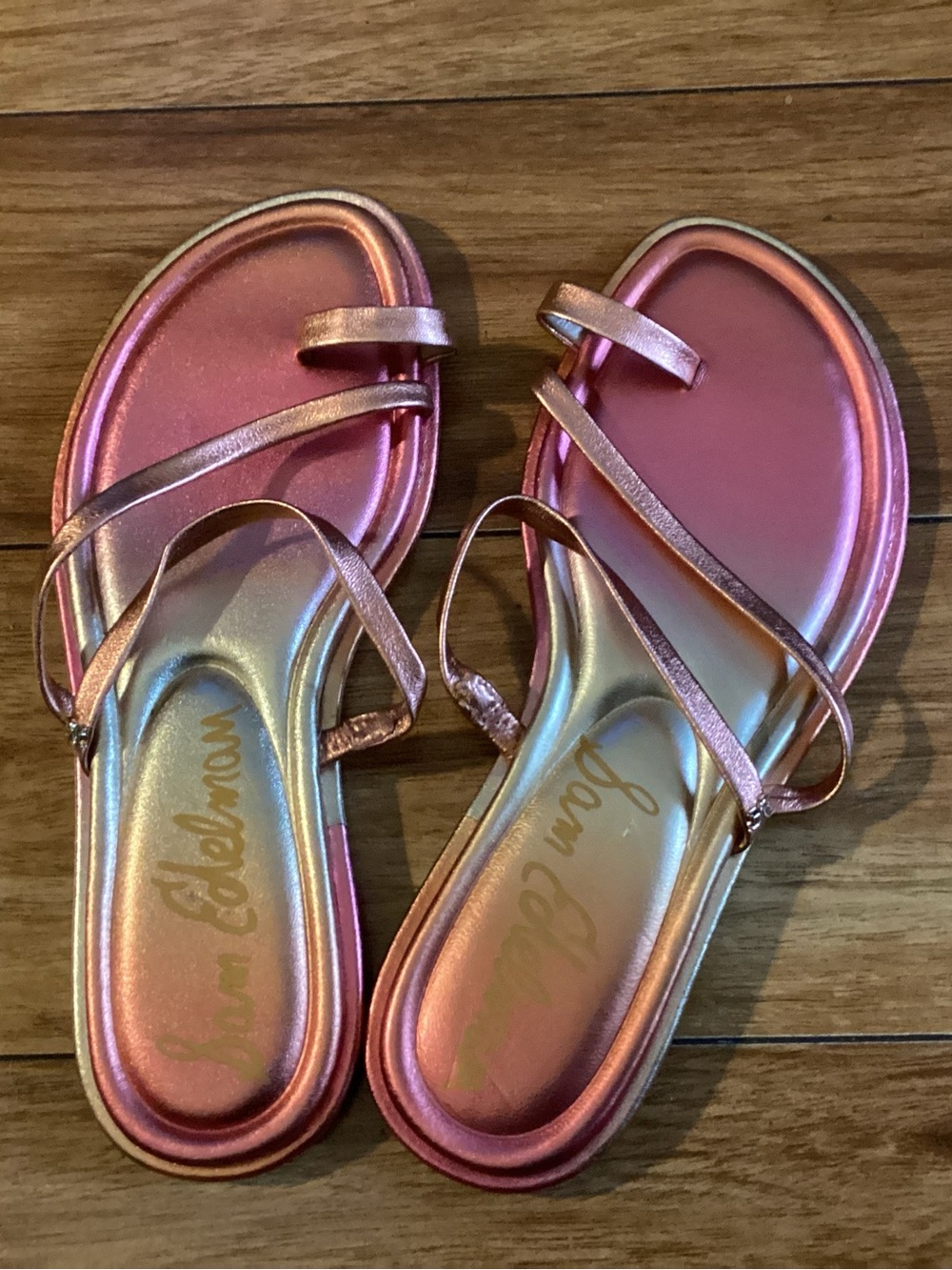 Sam Edelman Iridescent Pink Strappy Flat Sandals